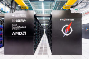 Frontier exascale supercomputer racks at Oak Ridge National Laboratory